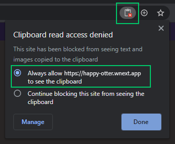 Enabling clipboard access in Chrome